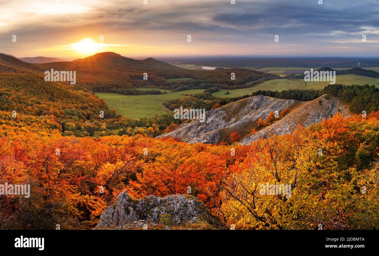 Colorful autumn morning in the Carpathian mountains. Slovakia, Europe. Stock Photo