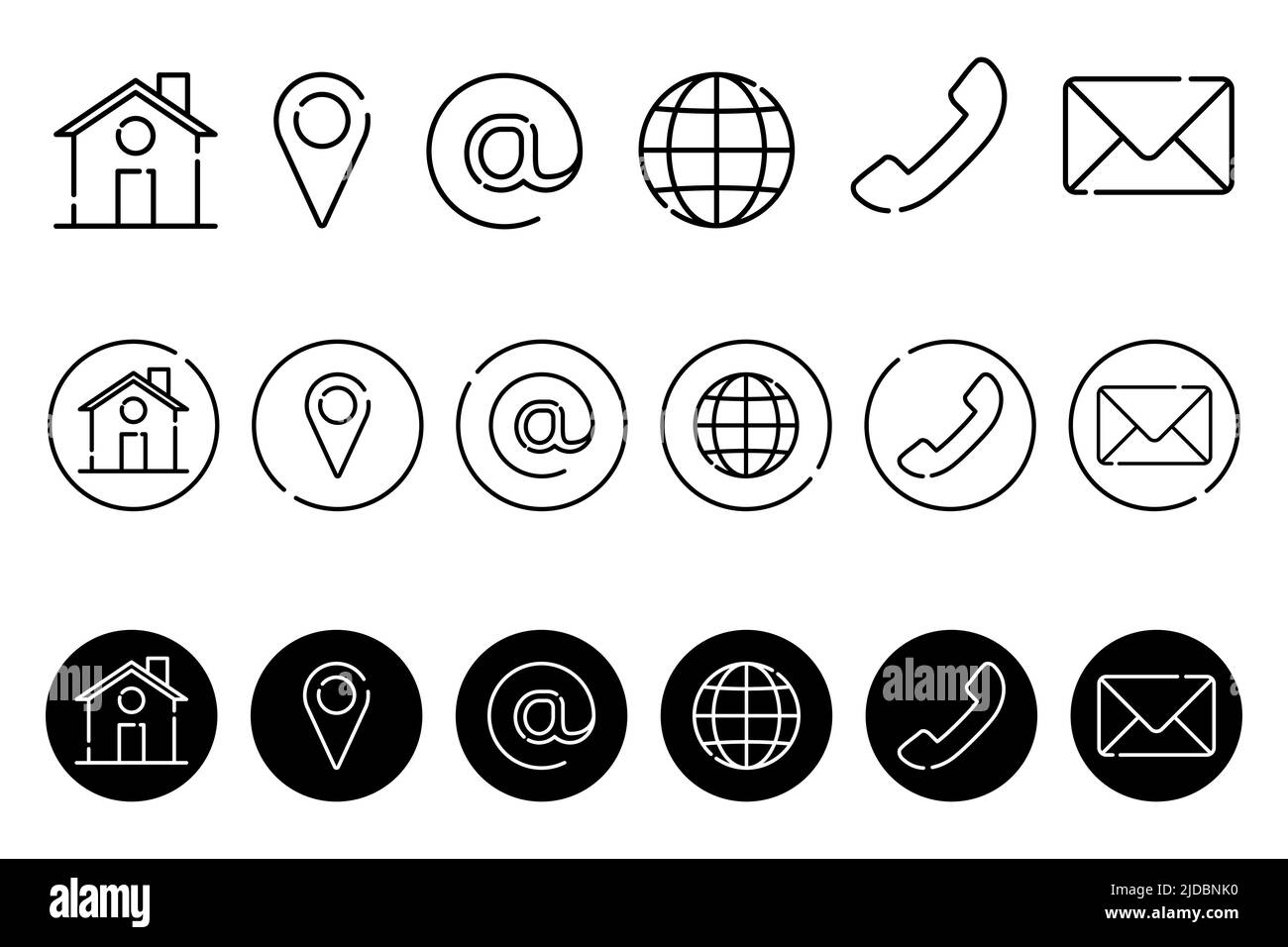 Contact icon set for web and mobile. Button Communication set. Outline ...