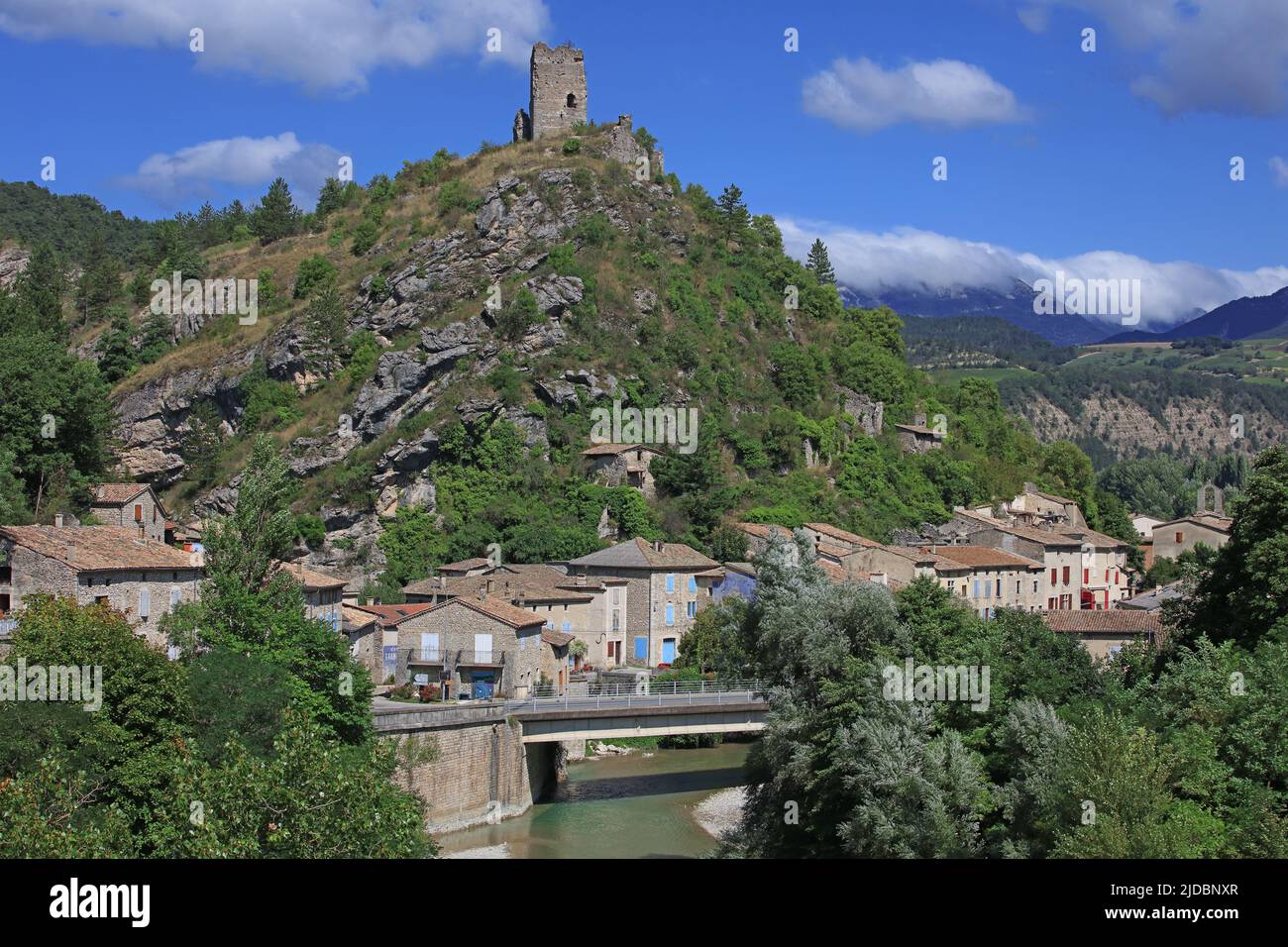 France, Drôme Pontaix, village in the Drôme valley, remains of the castle Stock Photo