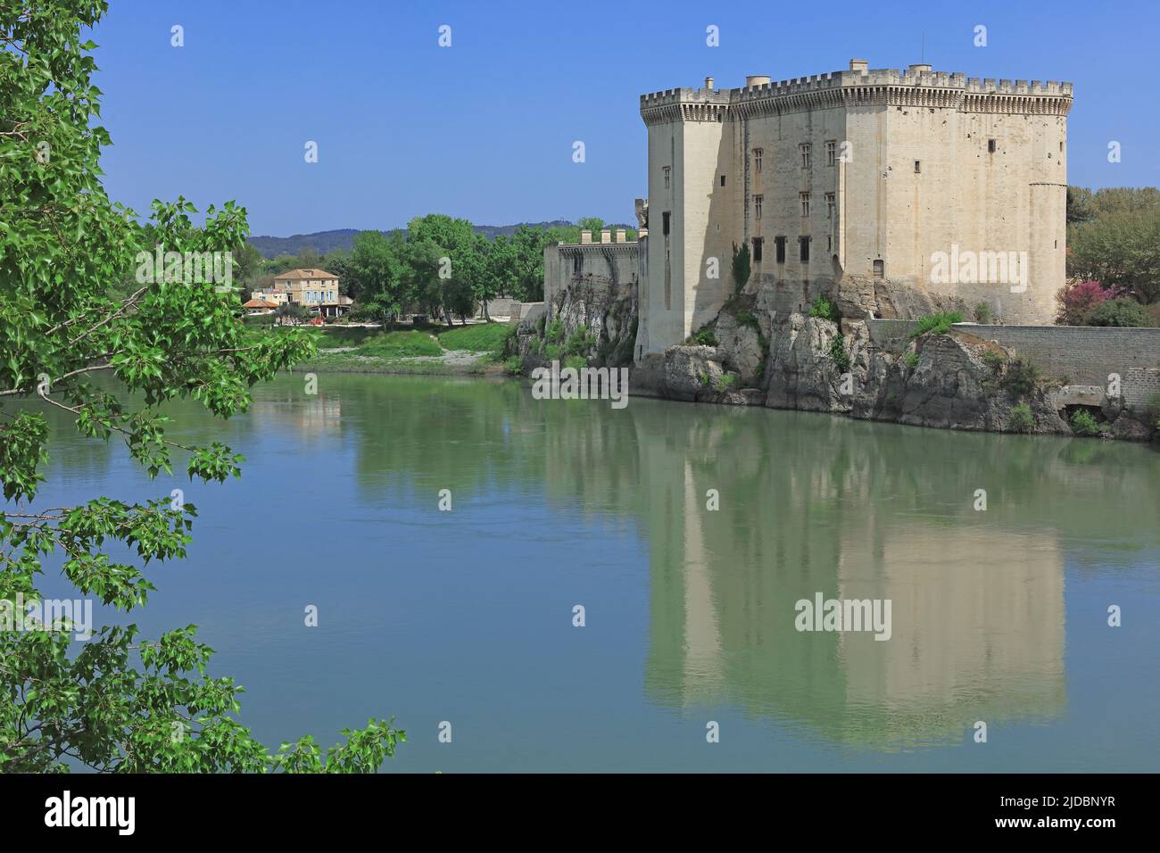 France, Bouches-du-Rhône Tarascon, the castle, the fortress, the Rhône Stock Photo