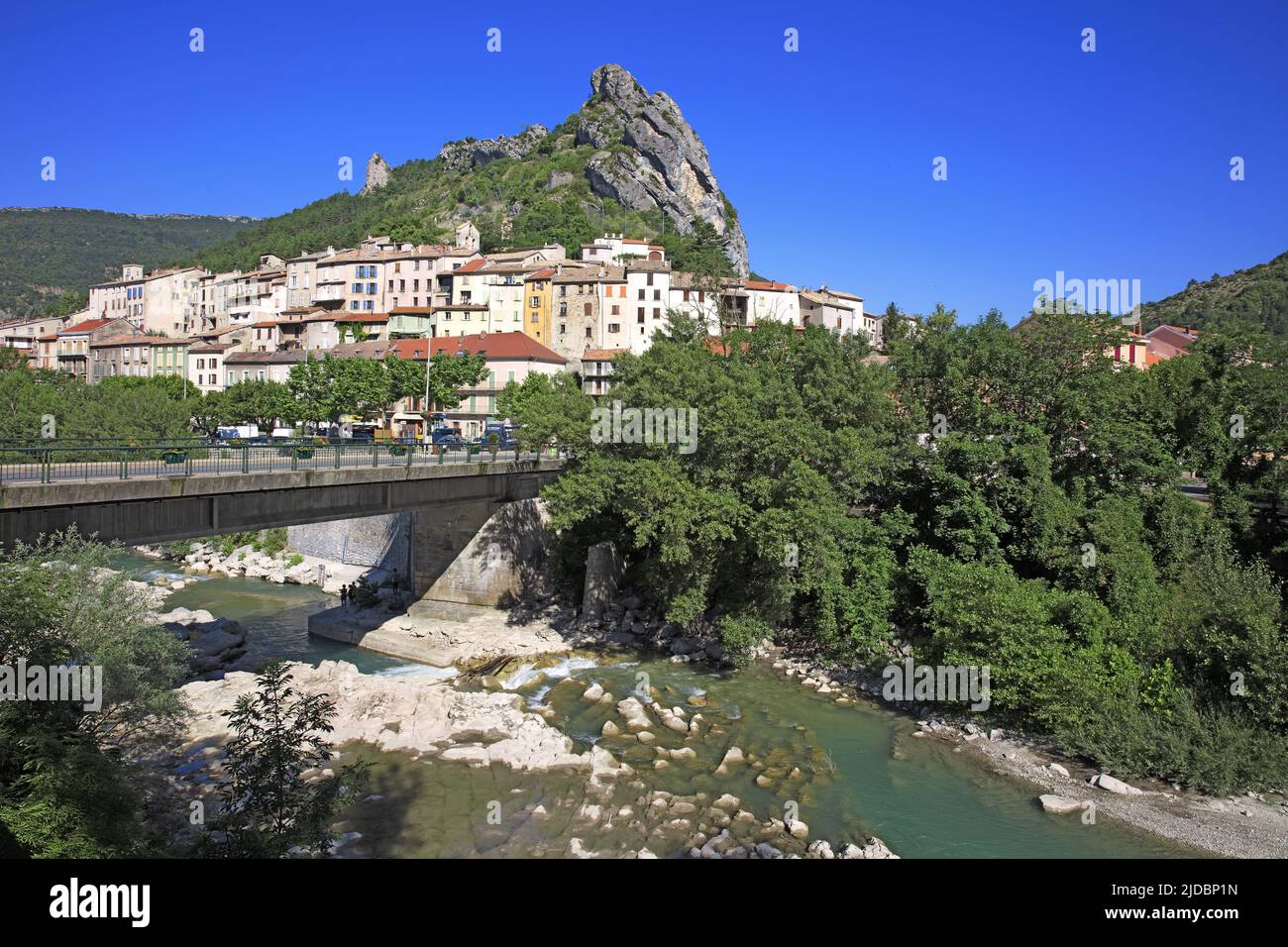 France, Hautes-Alpes Serres, village located in the Buëch valley Stock Photo