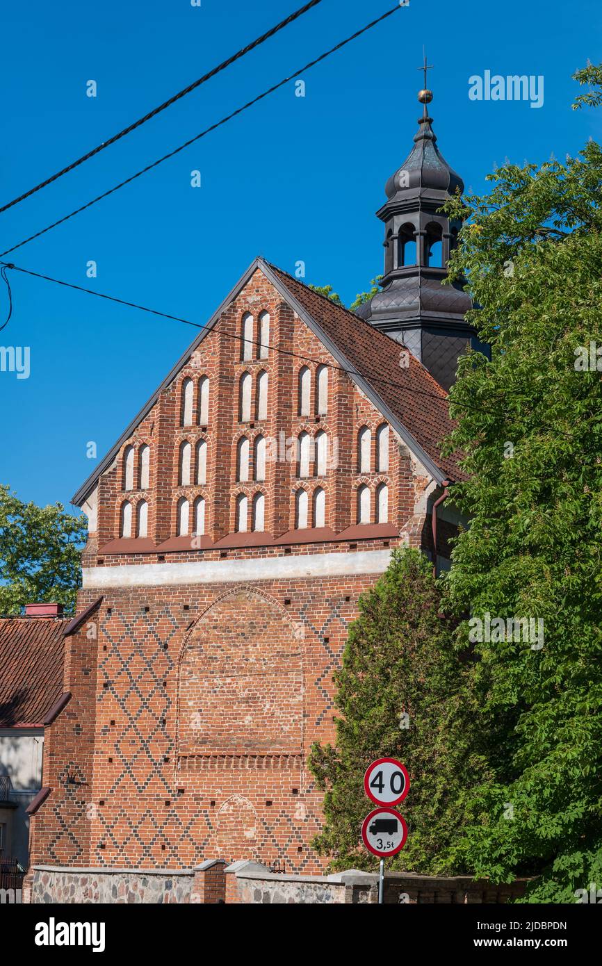 Parish Church of Saint Tekla in Ciechanow, Poland. Gothic style architecture, city landmark. Stock Photo