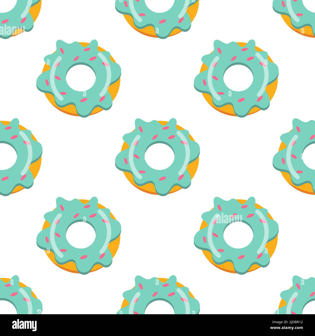 seamless donut pattern with blue glaze. vector illustration on a white ...