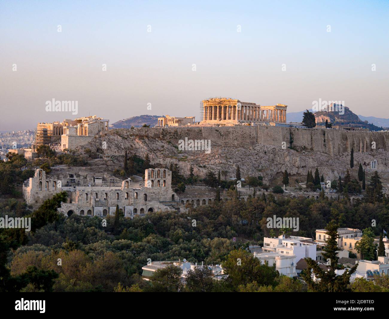 The Acropolis and the Parthenon seen from Philopappos Hill in Athens ...
