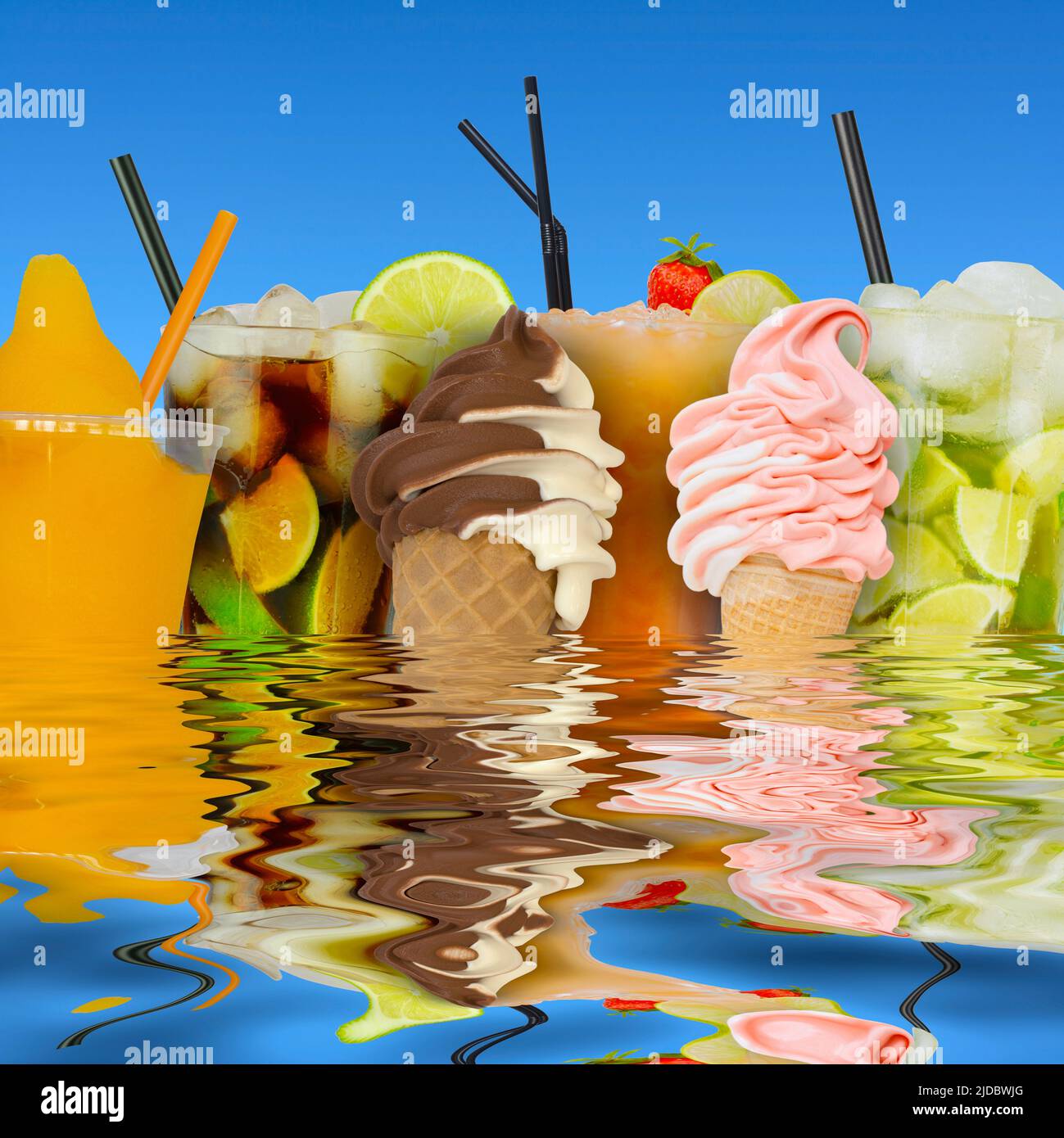 Ice cream and cocktails, refreshment in the summer Stock Photo