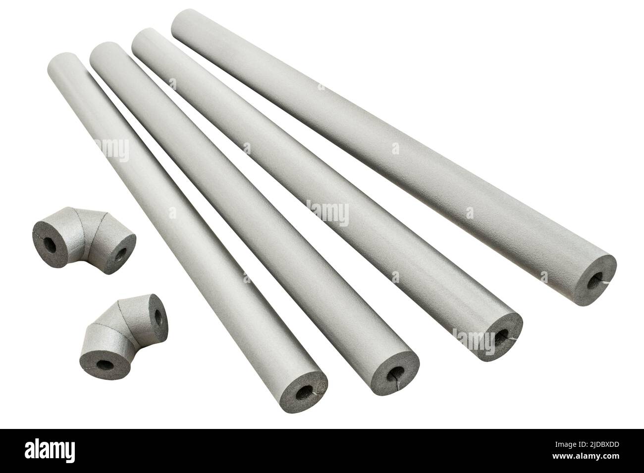 Water pipe and heating pipe insulation isolated on white background
