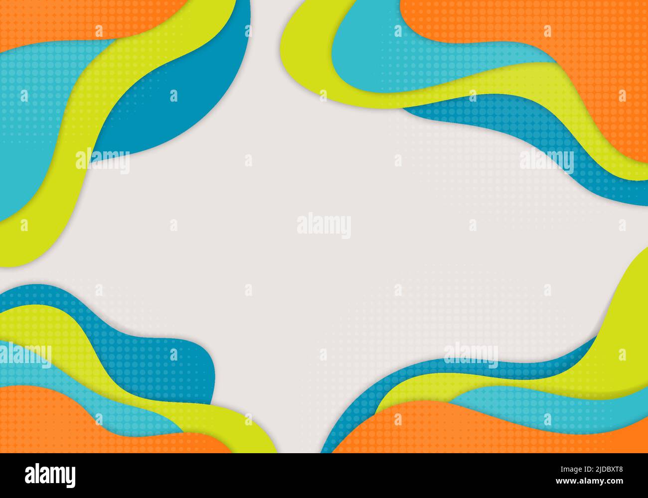 Abstract colorful template design of doodles decorative with halftone style. Overlapping cover background. Vector Stock Vector