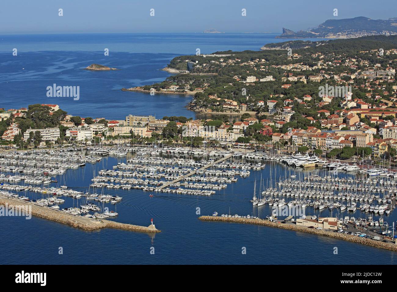 France, Var, Bandol, a port city on the Mediterranean (aerial photo) Stock Photo