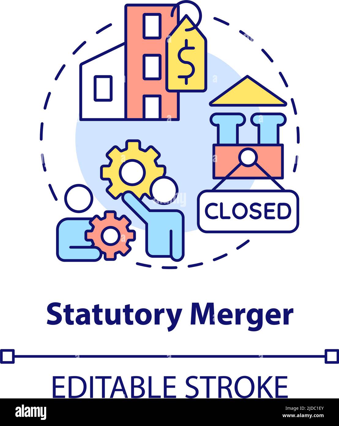 Statutory merger concept icon Stock Vector