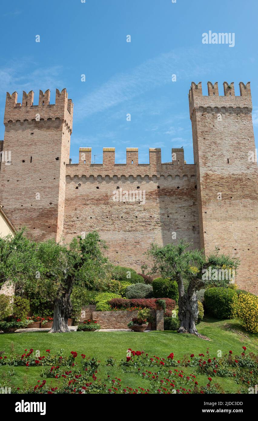 Italy Gradara, view of the walls surrounding the medieval village Stock Photo