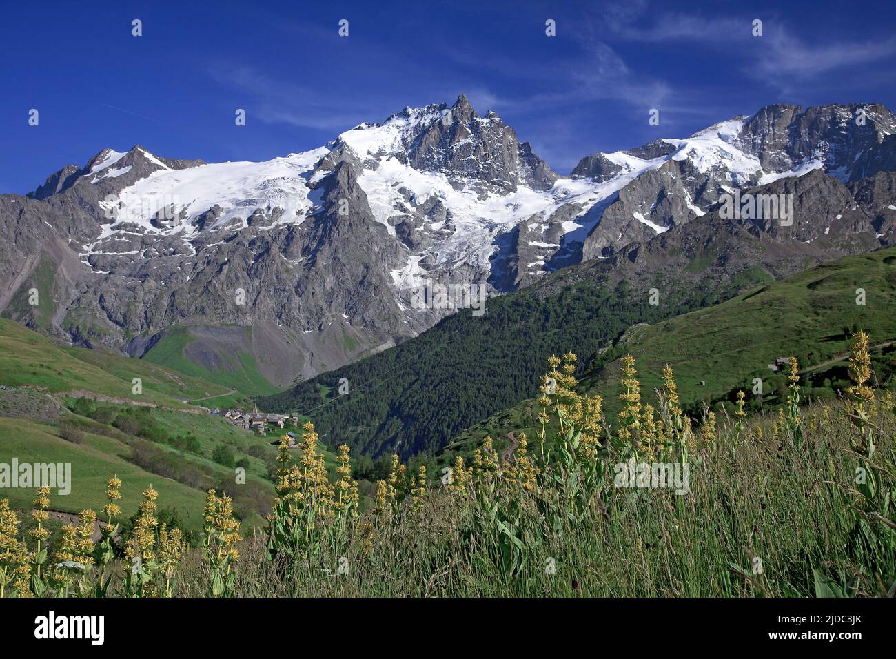 France, Hautes-Alpes La Grave, Meije massif, Ecrins National Park Stock Photo