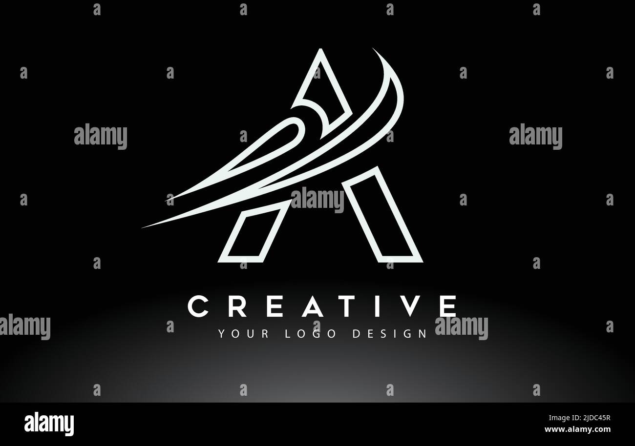 Creative A Letter Logo Design with Swoosh Icon Vector Illustration ...