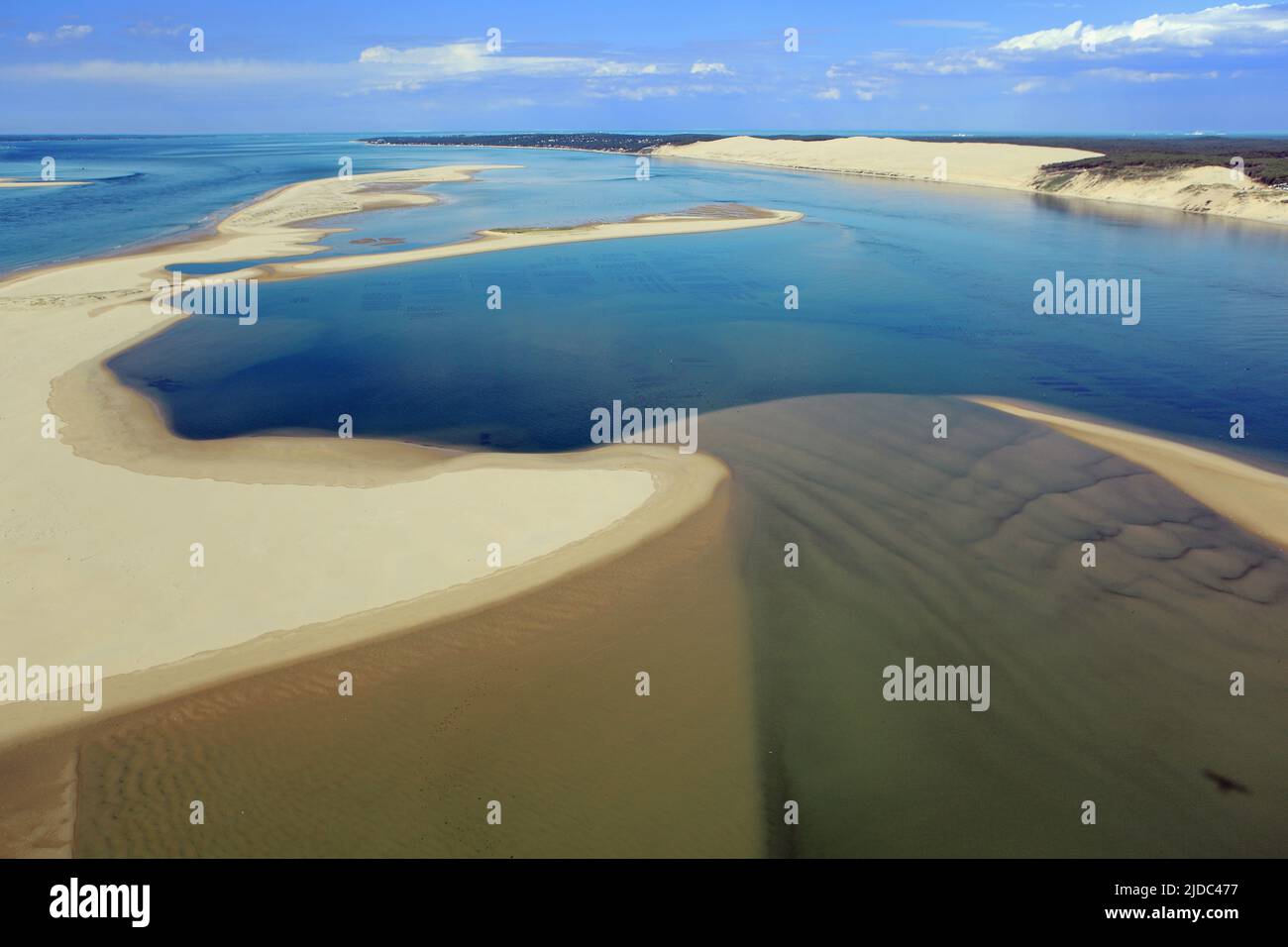 France, Gironde, the Dune du Pilat, the Banc d'Arguin (aerial photo), Stock Photo