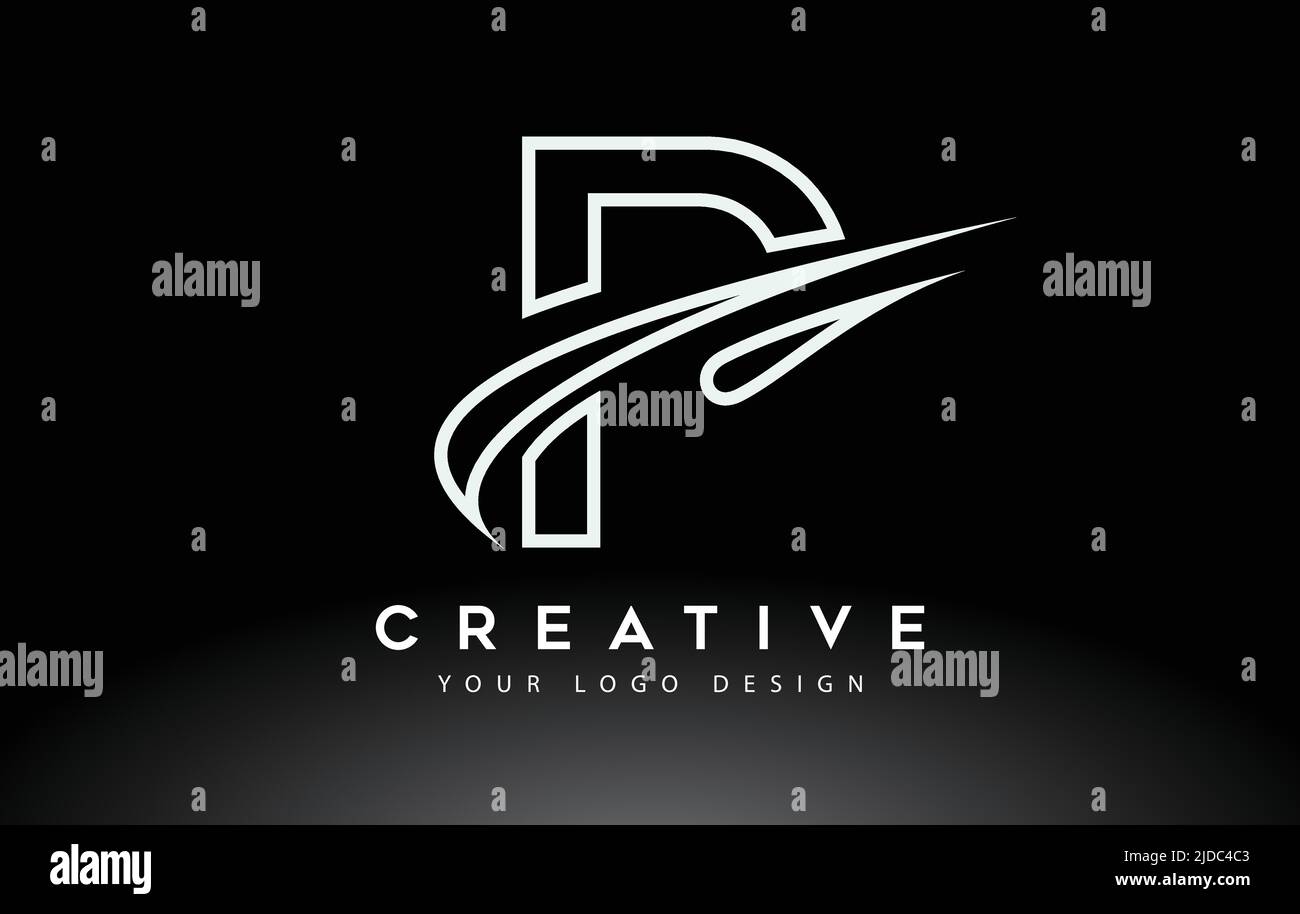 Creative P Letter Logo Design with Swoosh Icon Vector Illustration ...