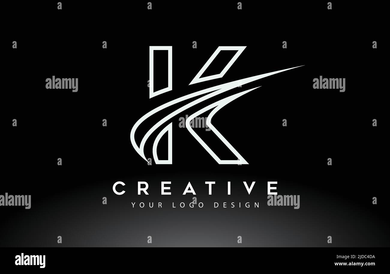 Creative K Letter Logo Design with Swoosh Icon Vector Illustration ...