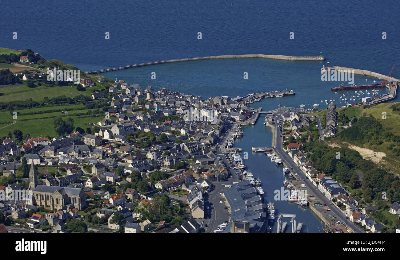 France, Calvados Port-en-Bessin-Huppain, aerial view Stock Photo