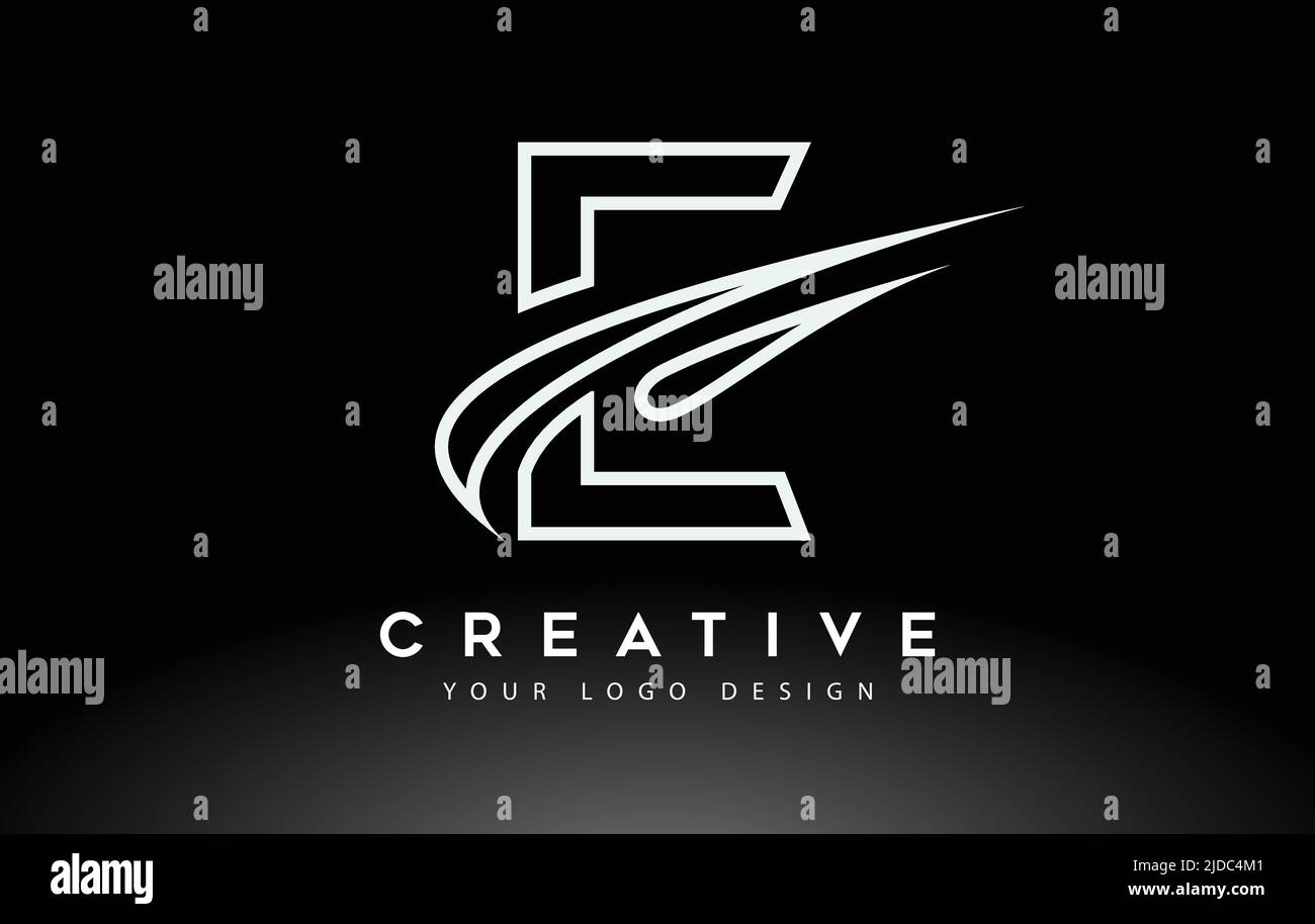 Creative E Letter Logo Design with Swoosh Icon Vector Illustration ...