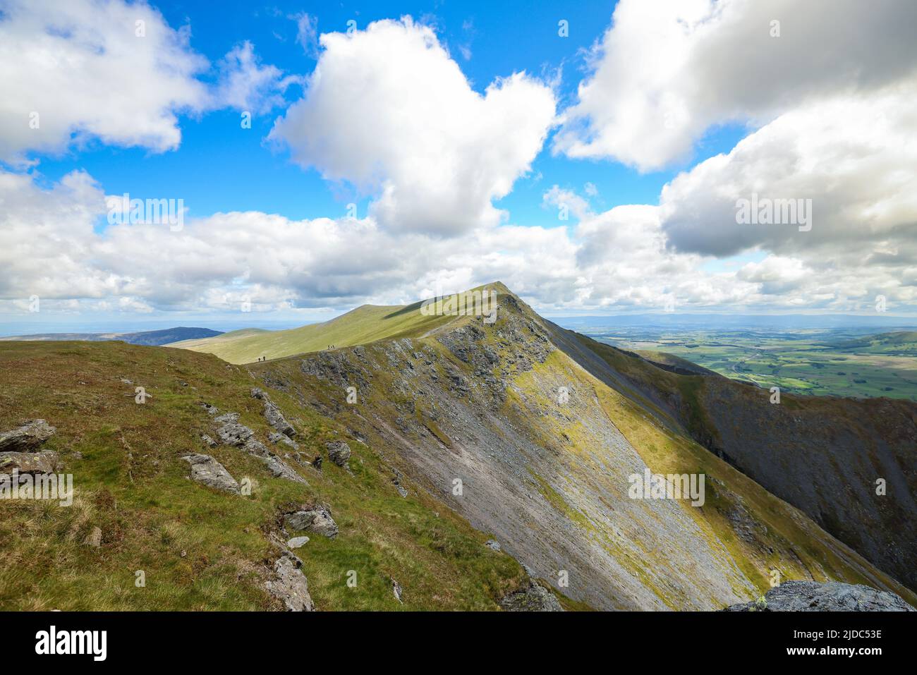 English mountain top with blue skies and clouds Stock Photo