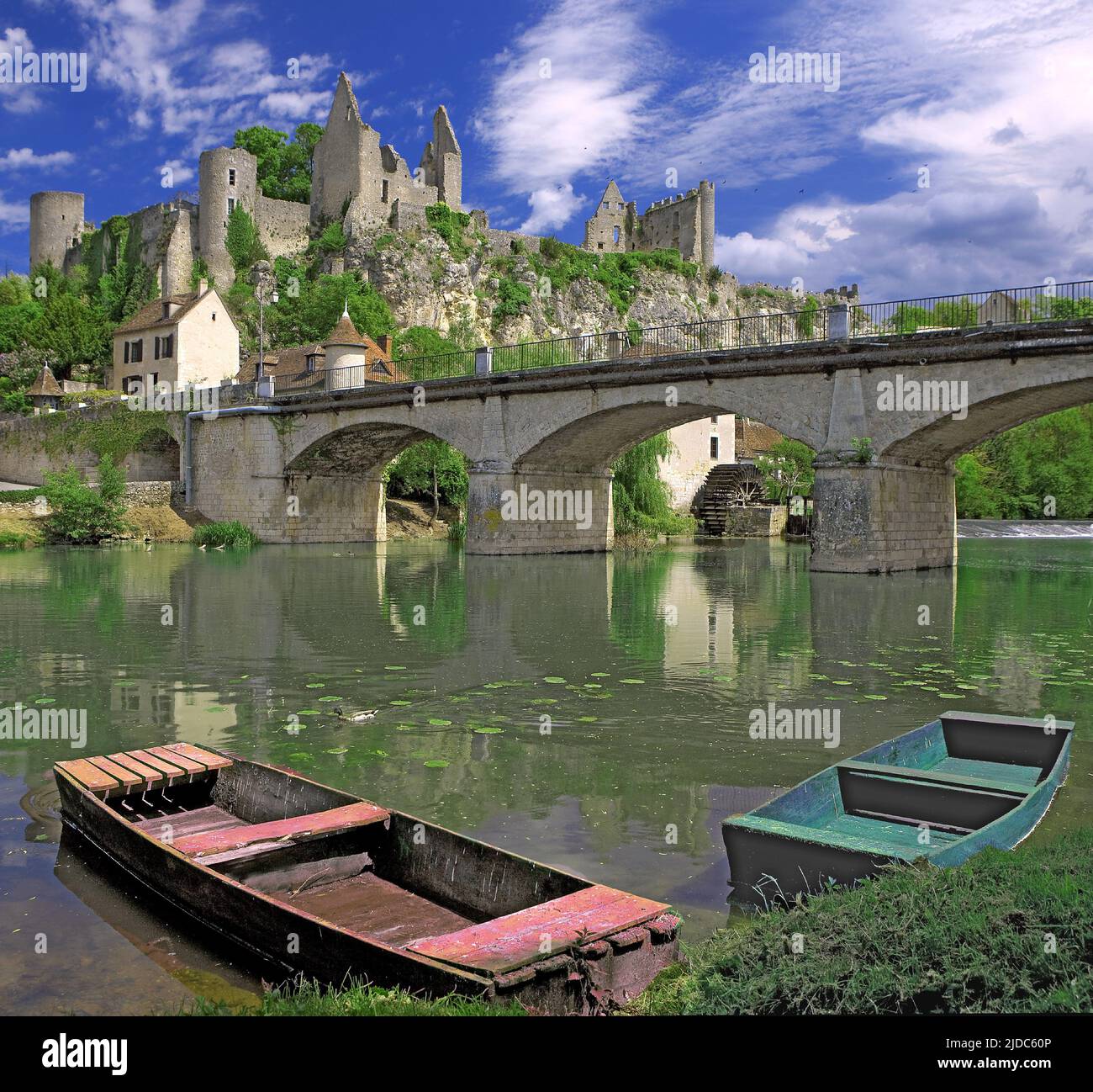 France, Vienne Angles-sur-l'Anglin, remains of the castle, village labeled 'Most beautiful villages of France' Stock Photo
