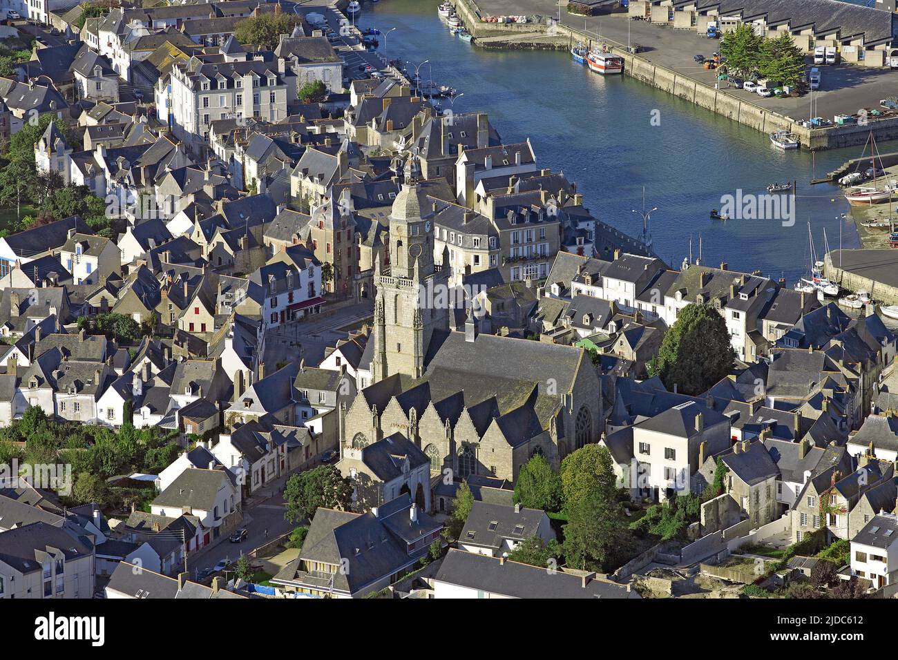 France, Loire-Atlantique Le Croisic, the port city (aerial view) Stock Photo