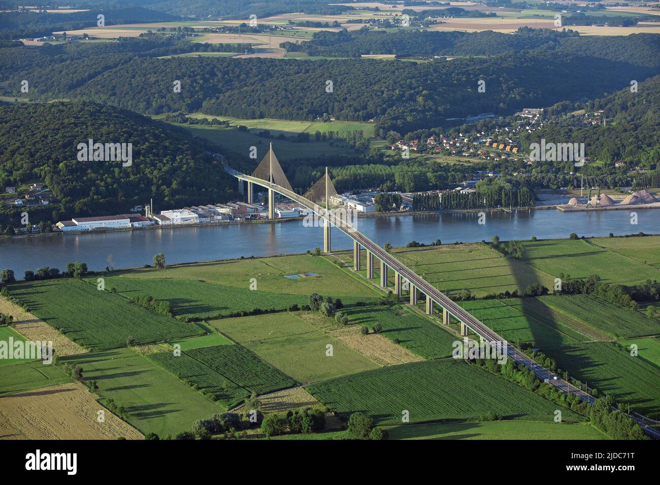 France, Seine-Maritime (76), Bridge Brotonne valley of the Seine (aerial view) Stock Photo