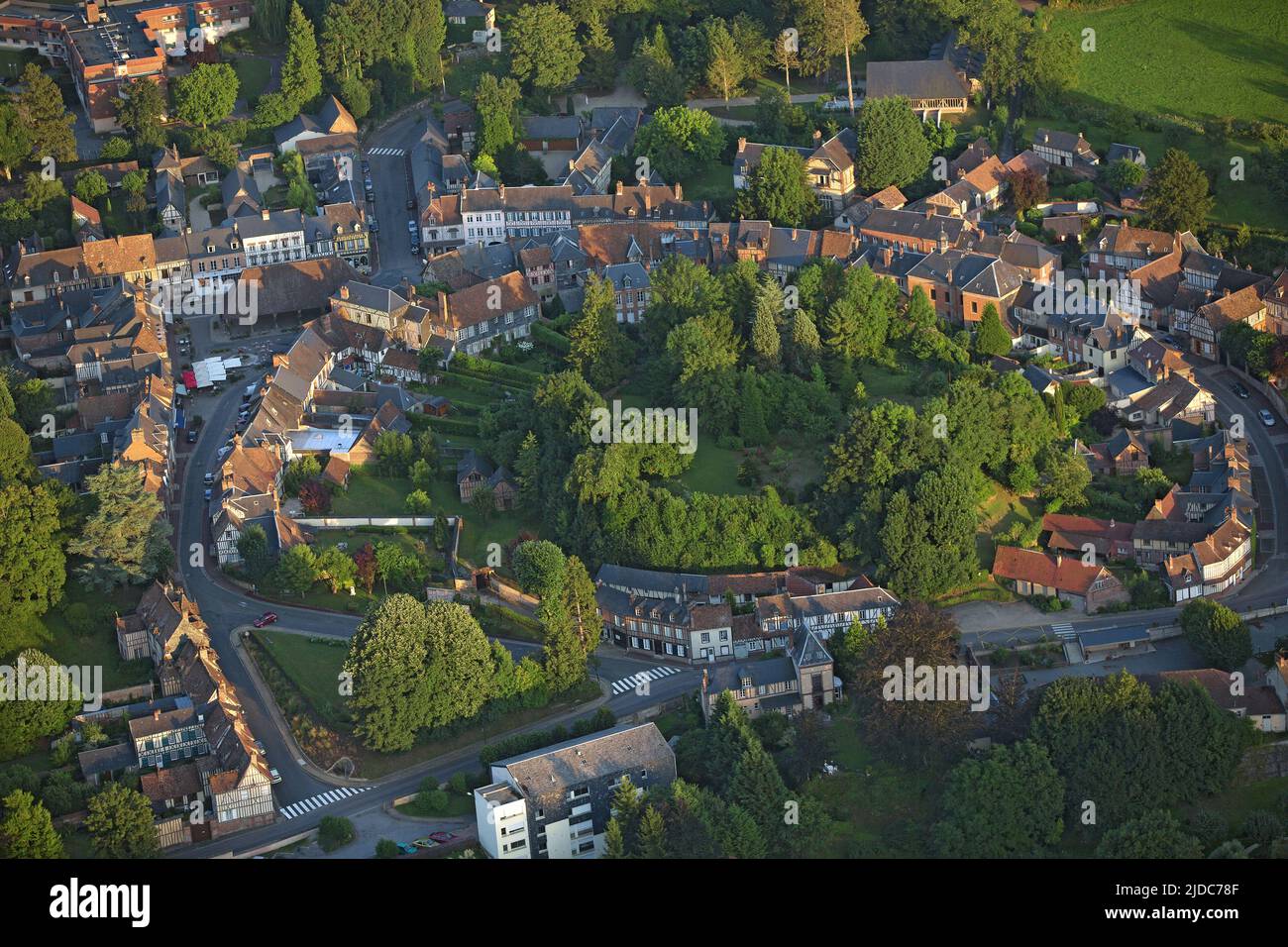 France, Eure, Lyons-la-Foret, classified village 'Most beautiful villages of France' (aerial view), Stock Photo