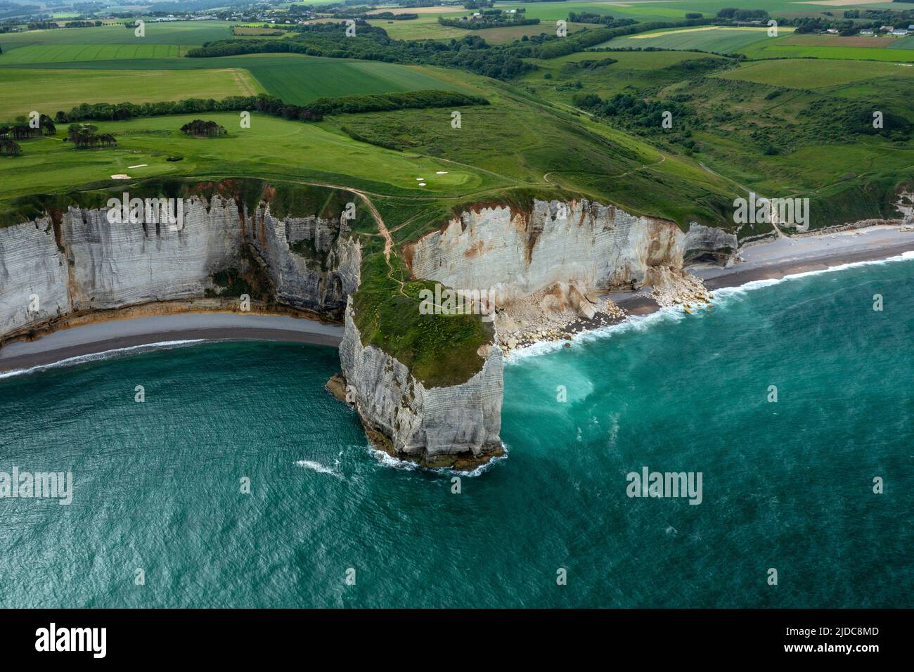 The famous White cliffs of Etretat and the Alabaster Coast, Seine-Maritime, Normandy, France. Stock Photo
