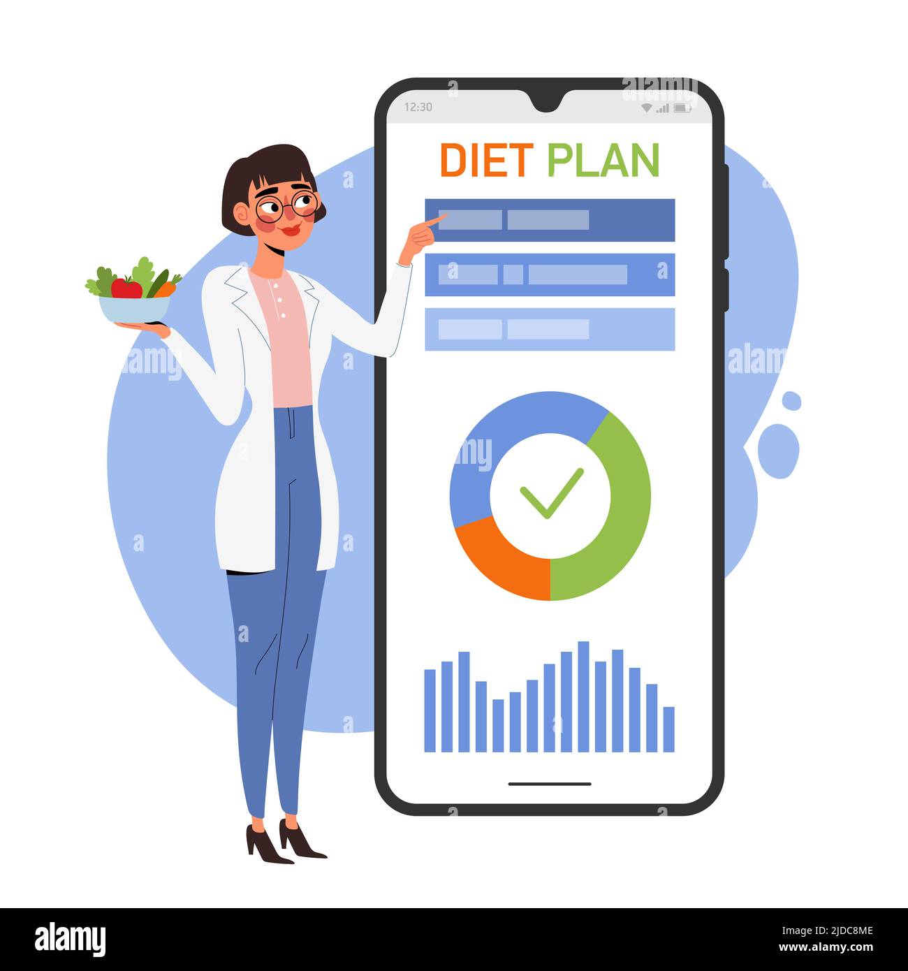 Nutritionist makes a diet plan in a mobile application. Online medical