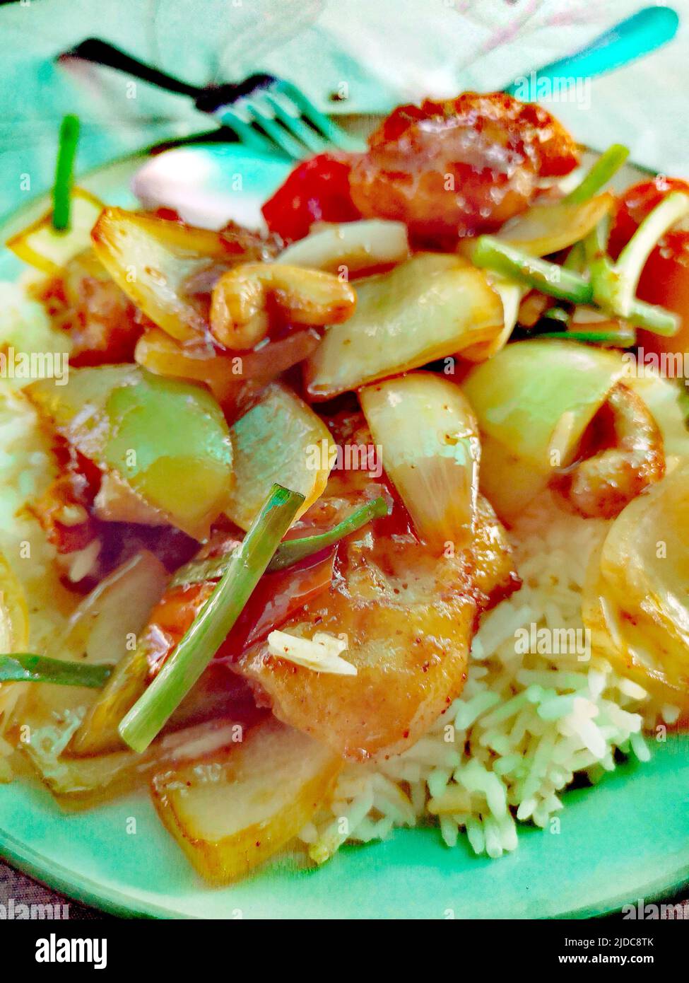 Fried Chicken with Cashew Nuts, Thailand Stock Photo