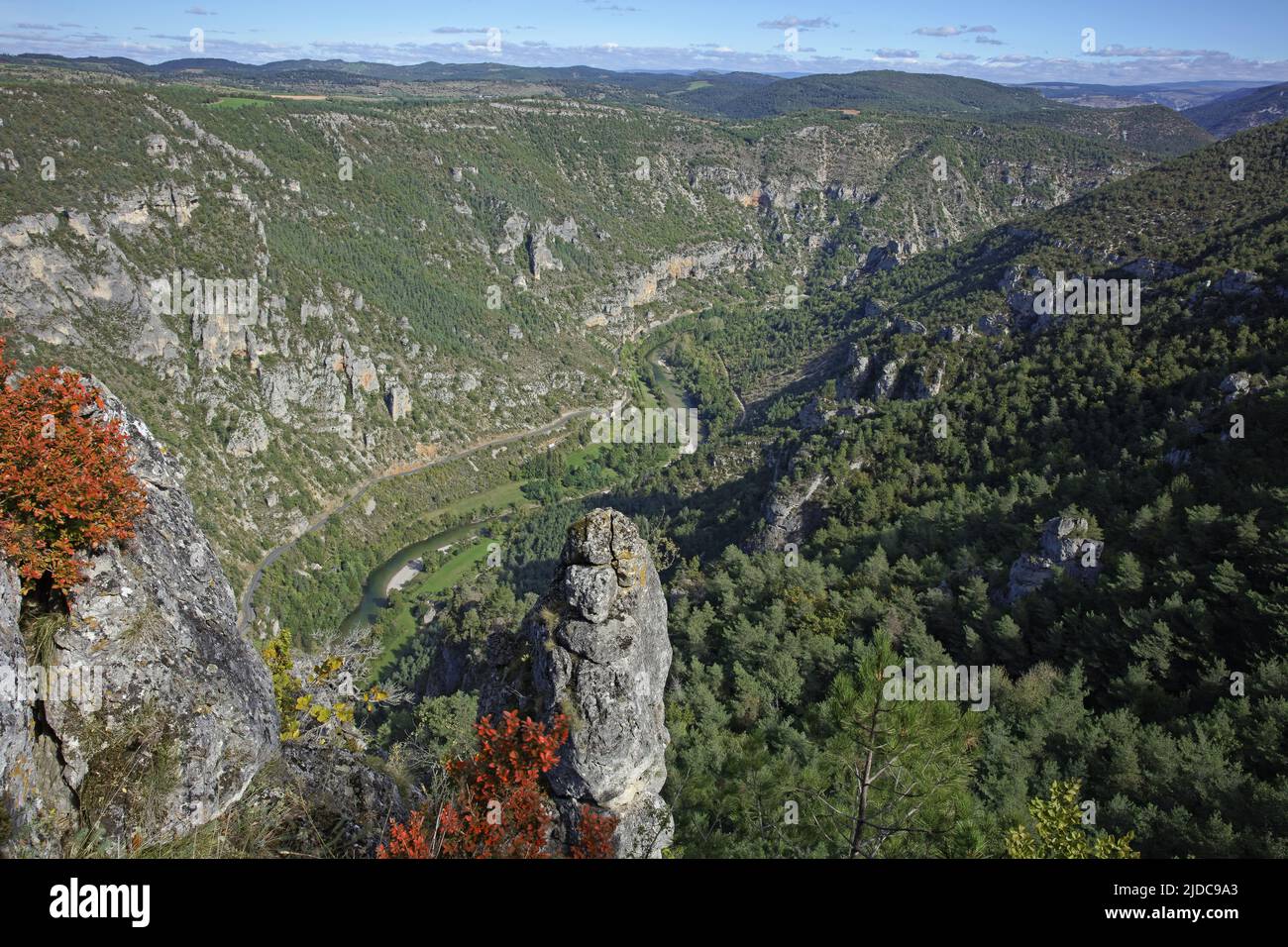 France, Lozère The Tarn gorges from the Hourtous rock, Causse Méjean, landscape Stock Photo