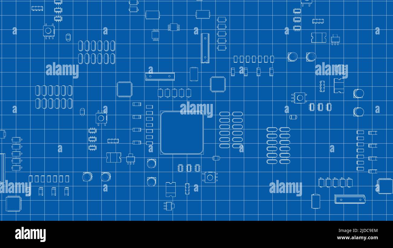 Electric circuit board, various chips. Vector Stock Vector Image & Art