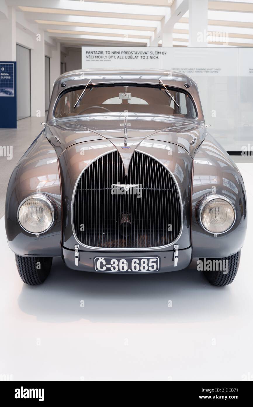 Vintage car in SKODA Auto Museum Stock Photo