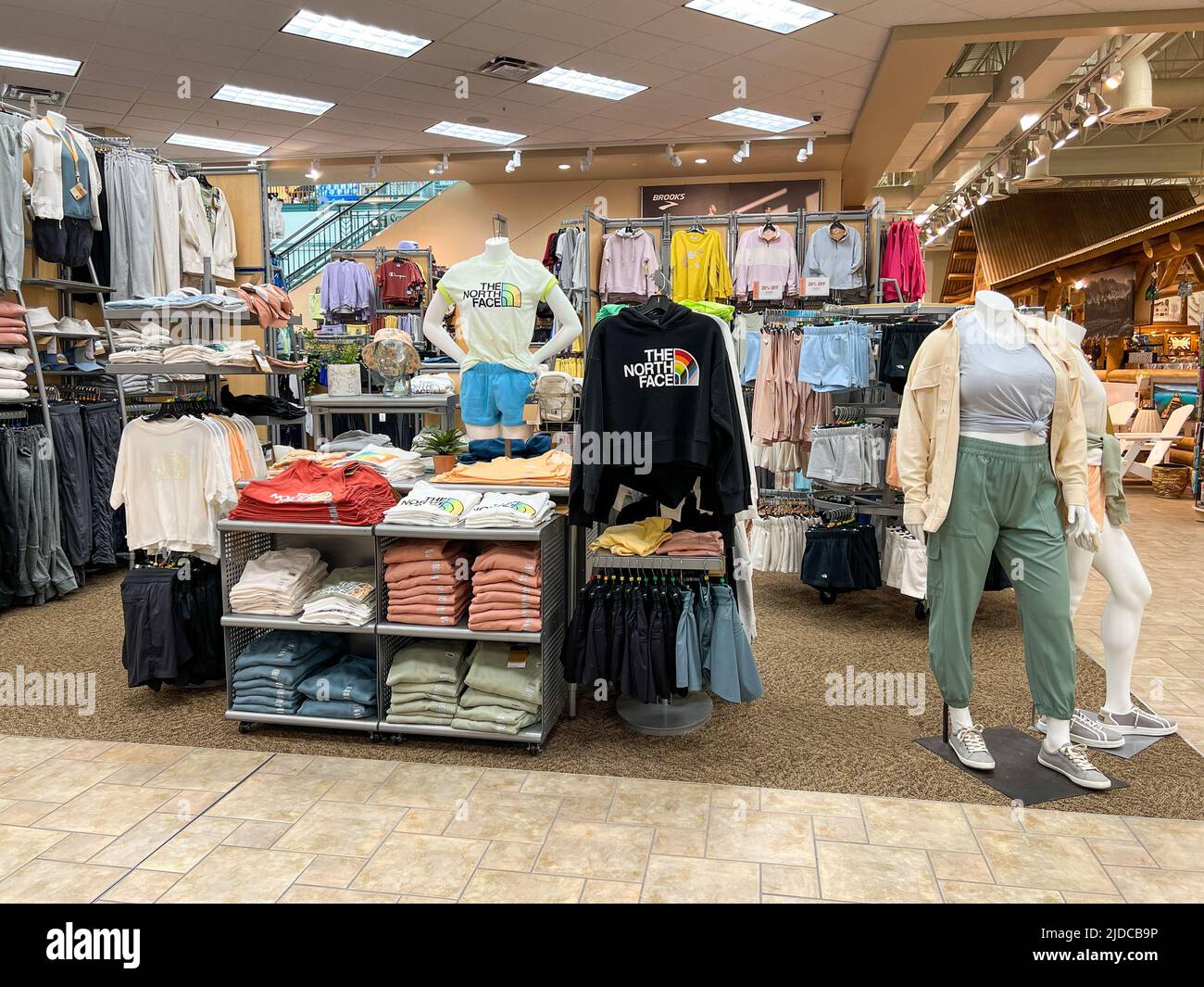 Springfield, IL USA - May 2, 2022: A display of Womens North Face