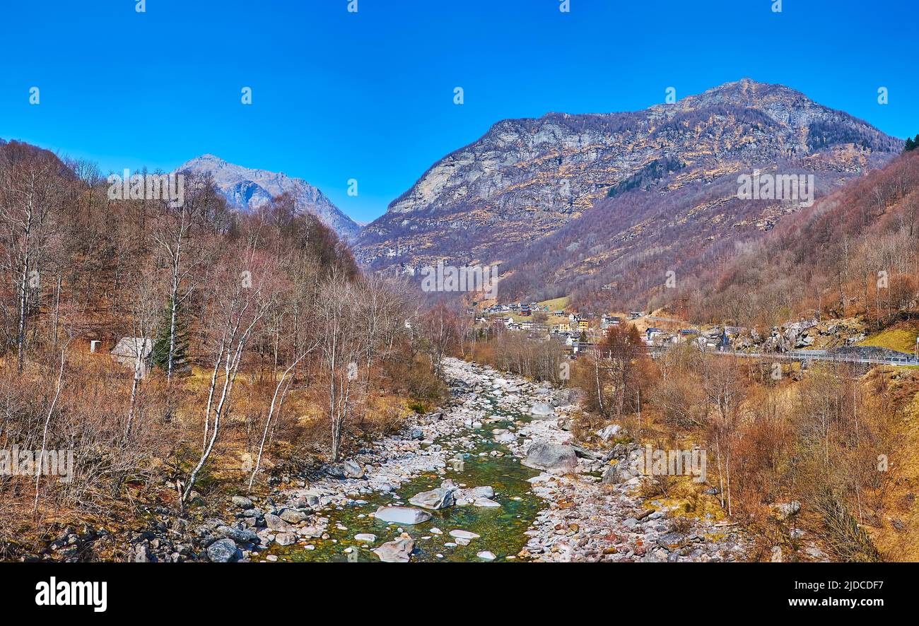 Vercasca Panorama valle verzasca river hi-res stock photography and images - Alamy