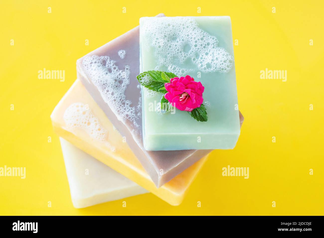 A stack of various soap bars Stock Photo