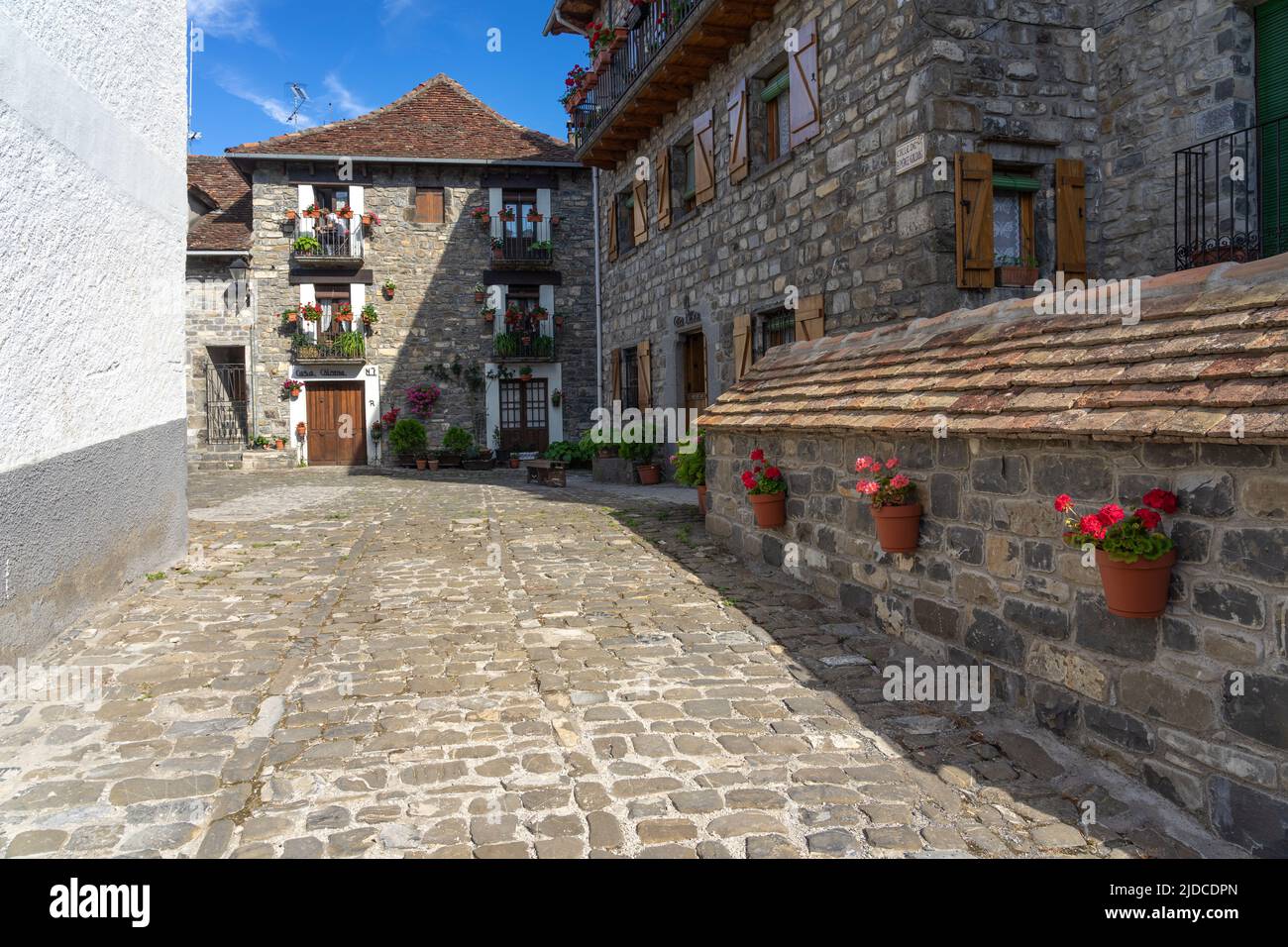 Old town of the beautiful village of Ansó, Pyrenees region, Huesca, Aragon, Spain. Stock Photo