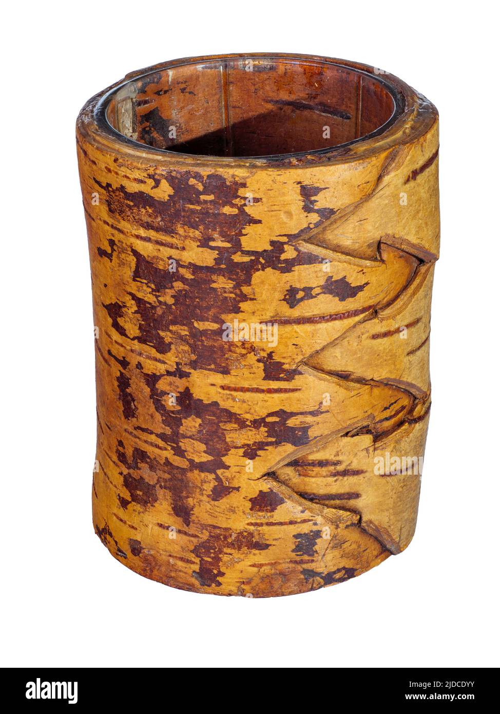Stylized bark cup isolated on white background Stock Photo