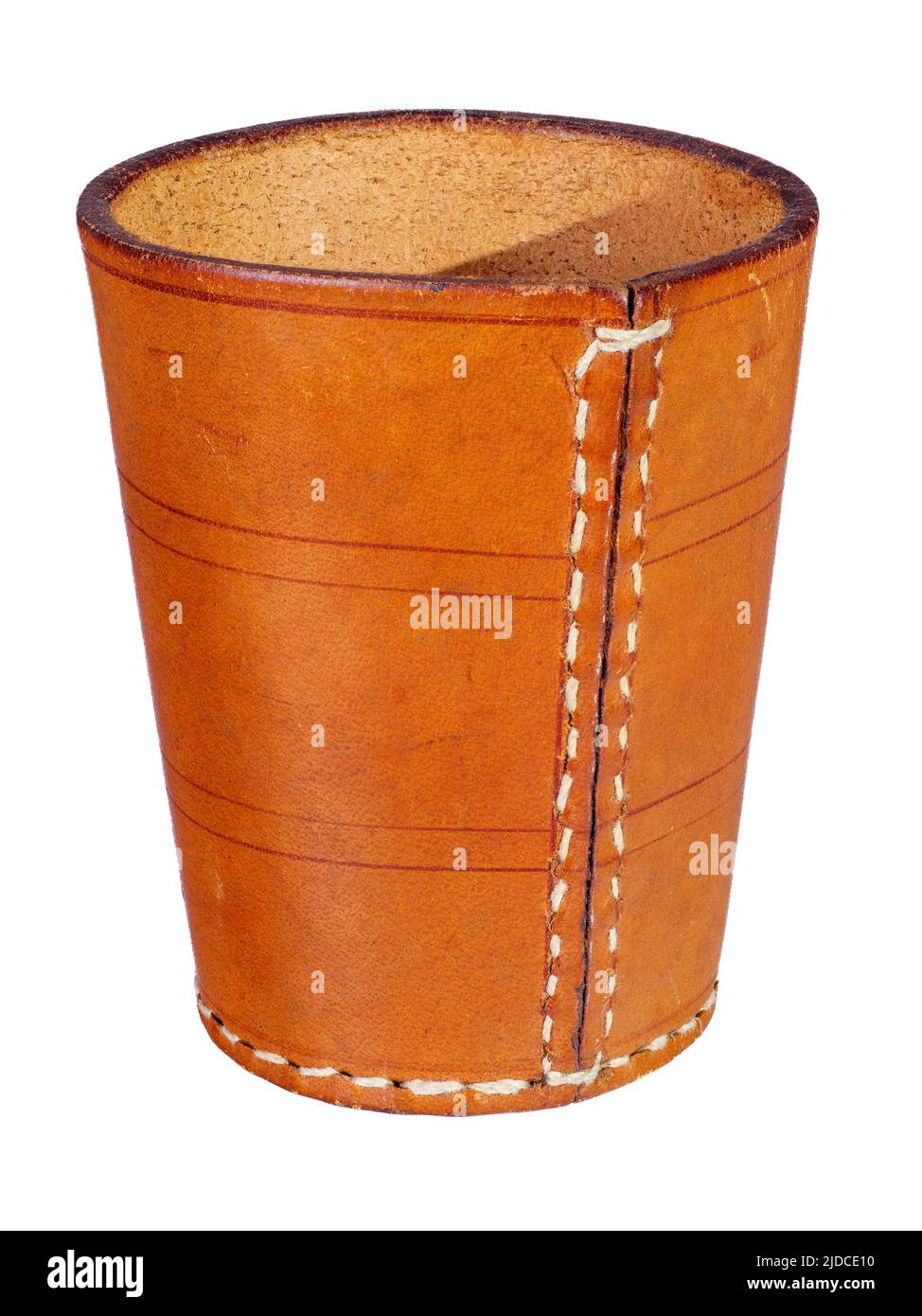 Single leather dice cup isolated on white Stock Photo - Alamy