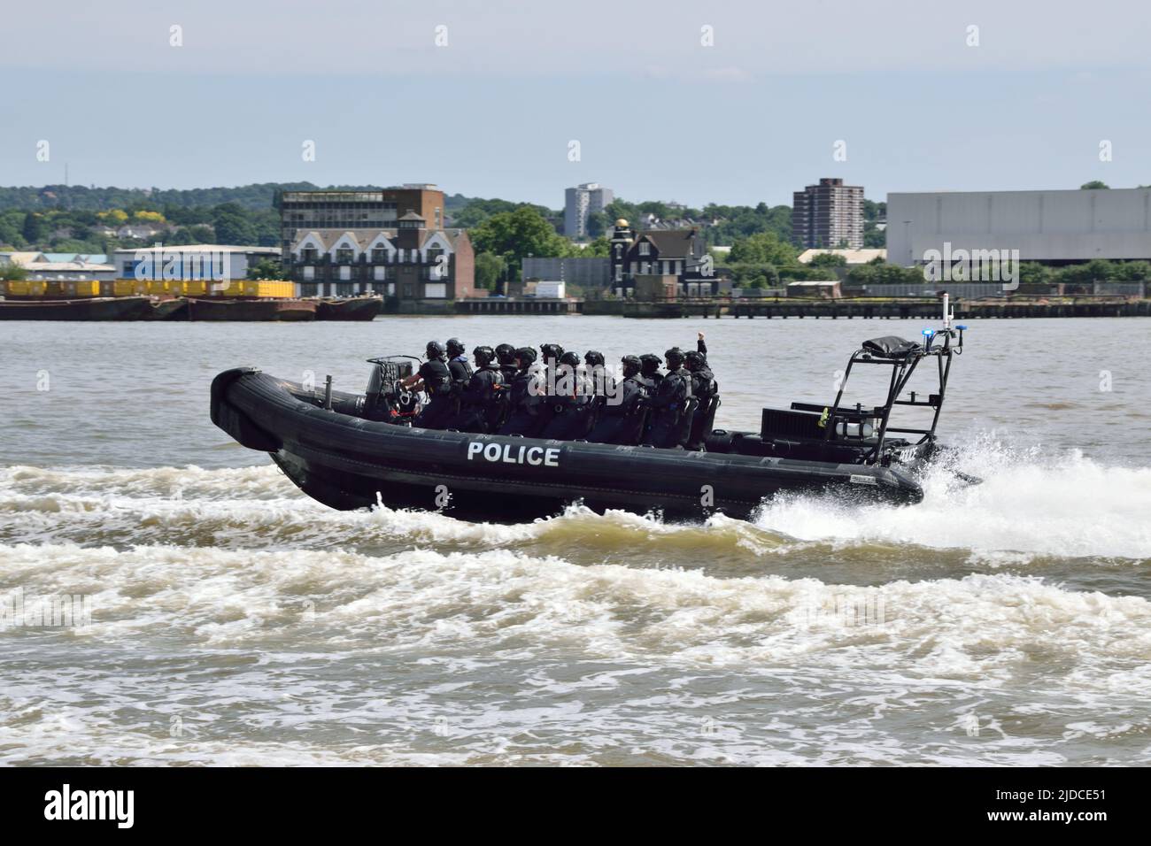 Metropolitan Police Marine Unit and Firearms Officers training on the River Thames in London Stock Photo