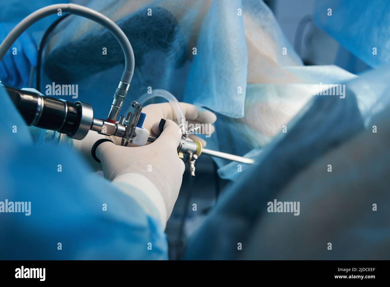 Unrecognizable woman undergoing hysteroscopy in the clinic Stock Photo