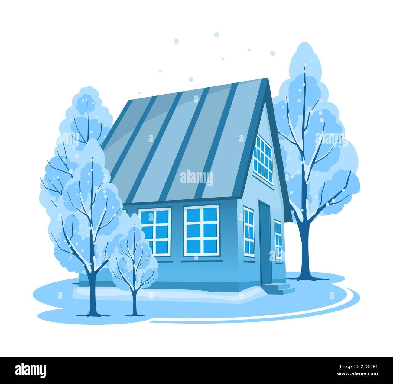 Winter landscape. House surrounded by trees Stock Vector Image & Art ...