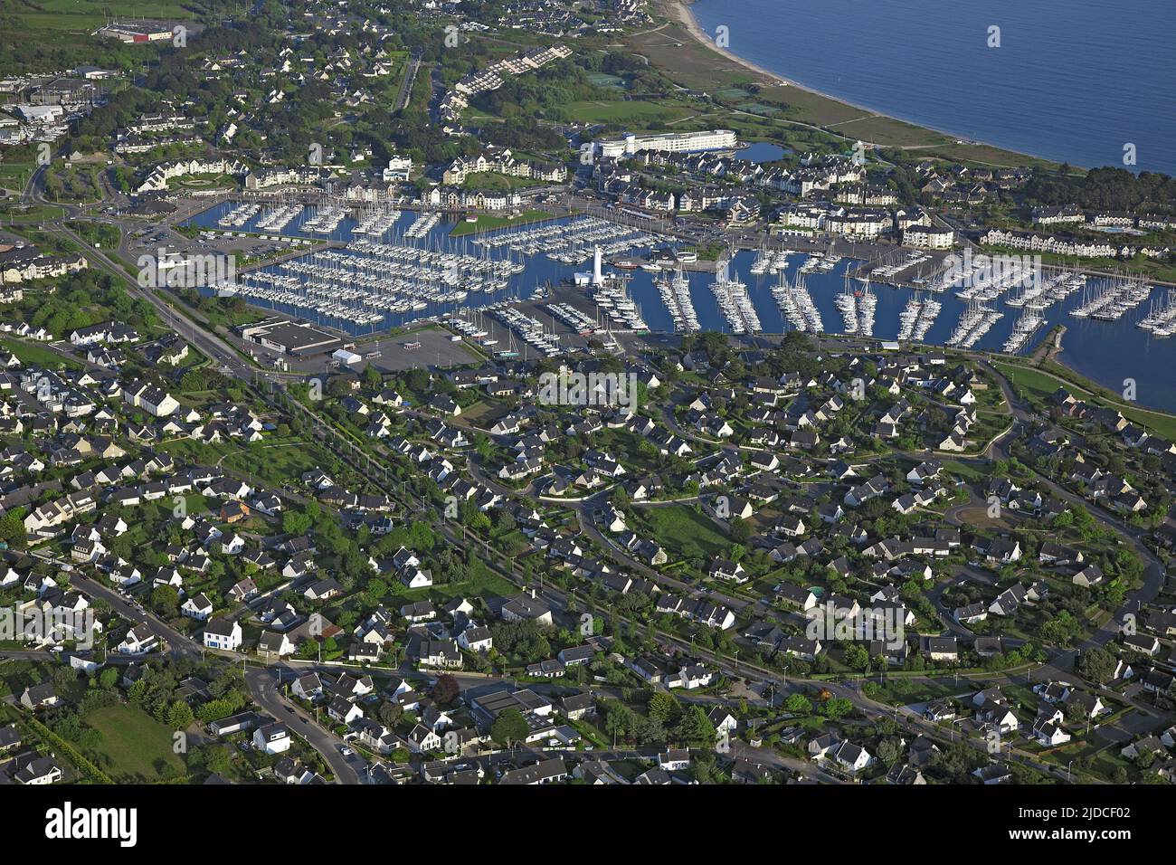 France, Morbihan Arzon, Gulf of Morbihan, port of Crouesty (aerial view) Stock Photo