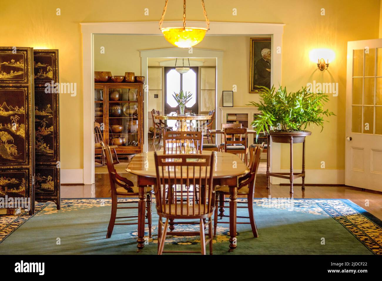 Dining room inside George Wilcox's home in Lihue, Kauai Stock Photo