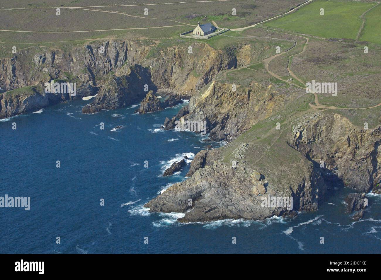 France, Finistère, La Pointe du Raz, a site labeled Grand Site de France, Pointe du Van (aerial