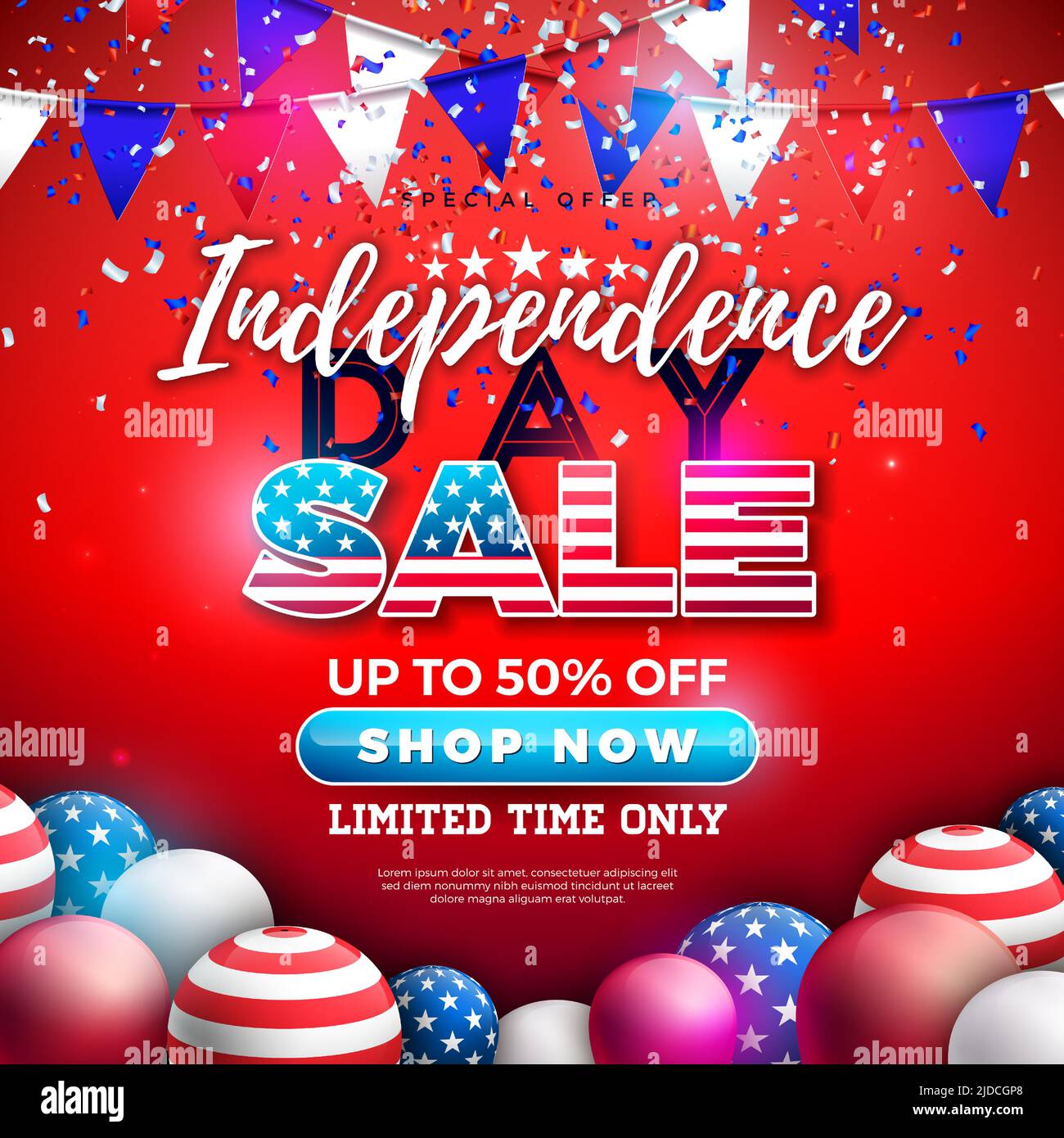 Fourth of July Independence Day Sale Banner Design with American Flag ...