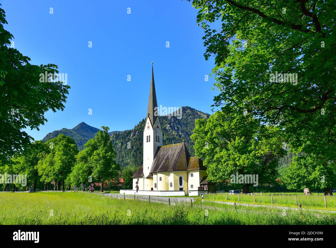 Sankt Leonhard church in Fischhausen, Schliersee, district of Miesbach, Bavaria, Germany, Europe Stock Photo