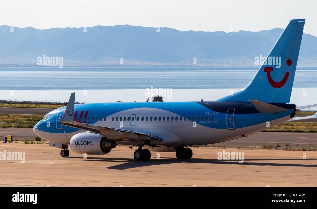 TUI Boeing 737 Arriving at Almeria Airport, Stock Photo