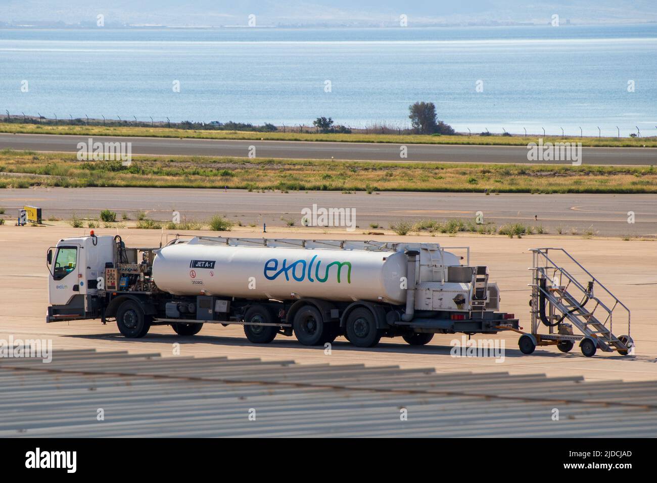 Exolum Refueling Tanker at Almeria Airport Stock Photo