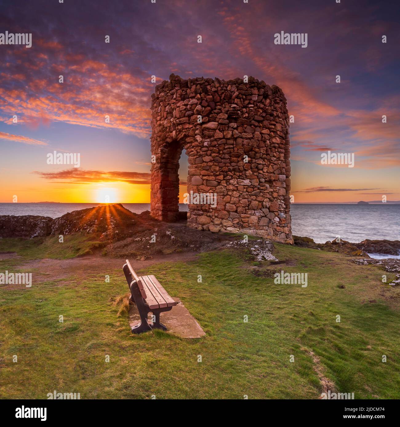 This is Lady's Tower on the coastline near to the Fife village of Elie, Scotland, UK Stock Photo