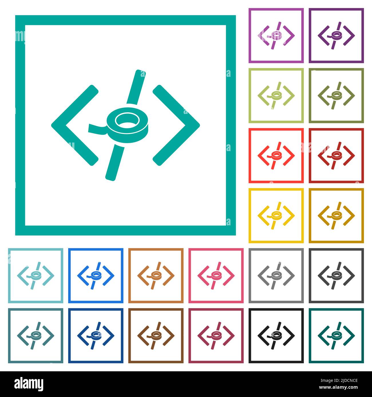 Software patch flat color icons with quadrant frames on white ...